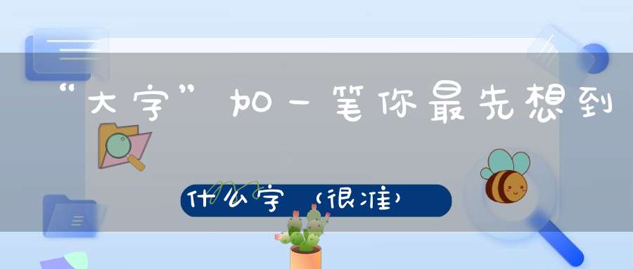 “大字”加一笔你最先想到什么字（很准）