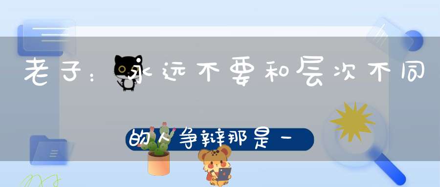 老子：永远不要和层次不同的人争辩那是一种无谓的消耗